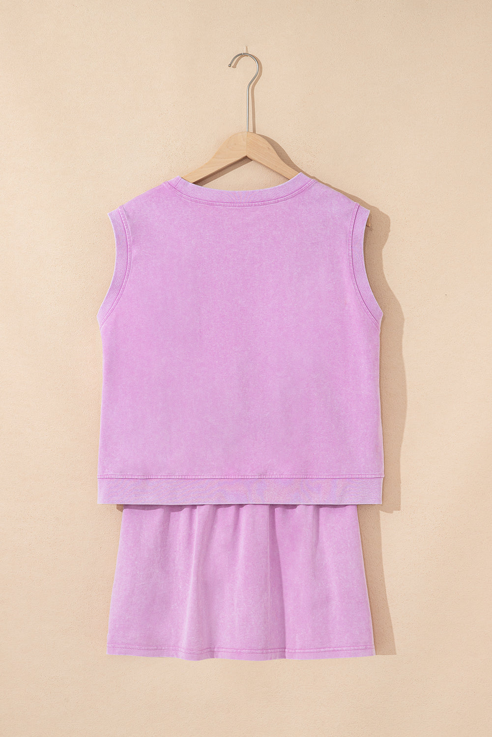 Mint Green Mineral Wash Sleeveless Top and Split Skort Set