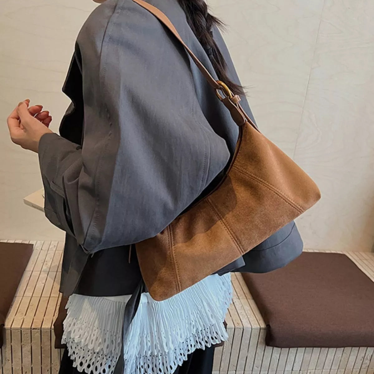 Lightweight Solid Color Shoulder Bag