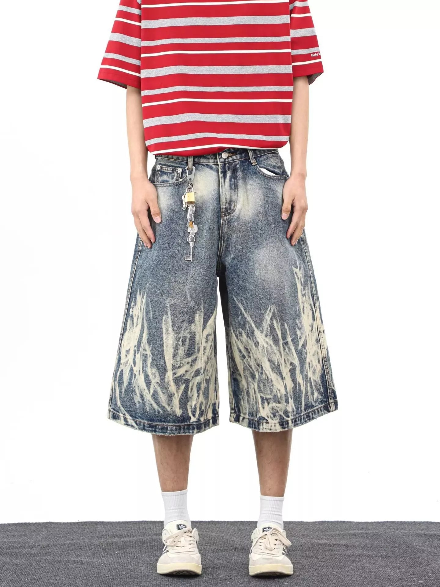 Men's Full Size Wide-Leg Denim Shorts Plus Size