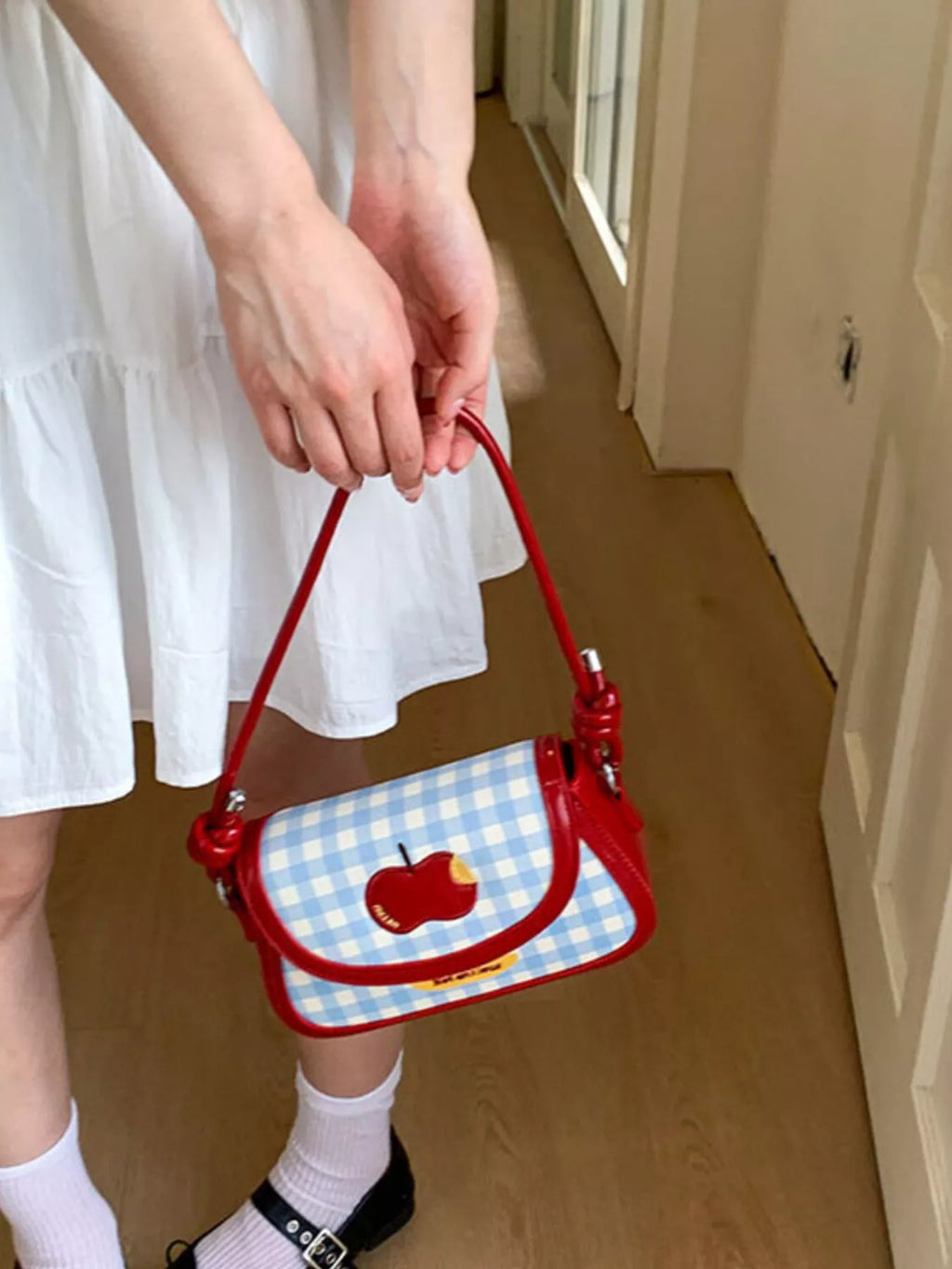 Apple Gingham Shoulder Bag