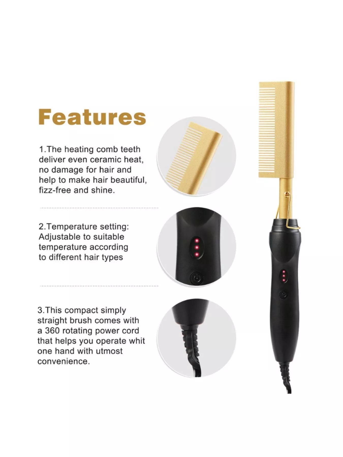 2-in-1 Curling Straightening Brush Hair