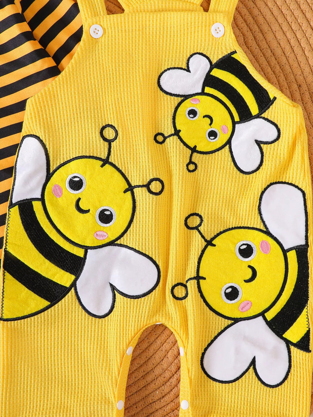 Children's Striped Bodysuit & Overalls & Headband Set