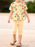 Children's Floral Print Ruffle Hem Top & Capri Leggings Set