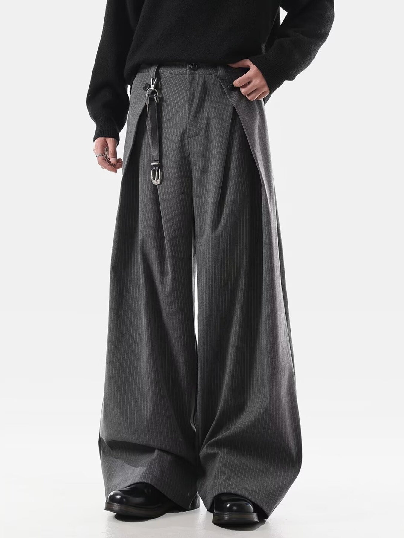 Men's Plus Size Wide Leg Striped Pants