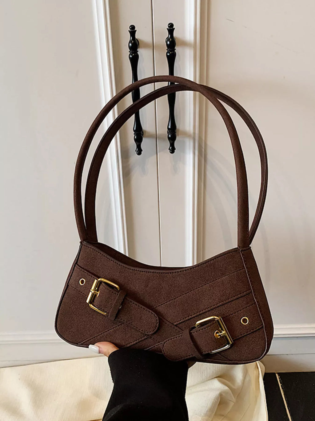 Buckle Decor Shoulder Bag