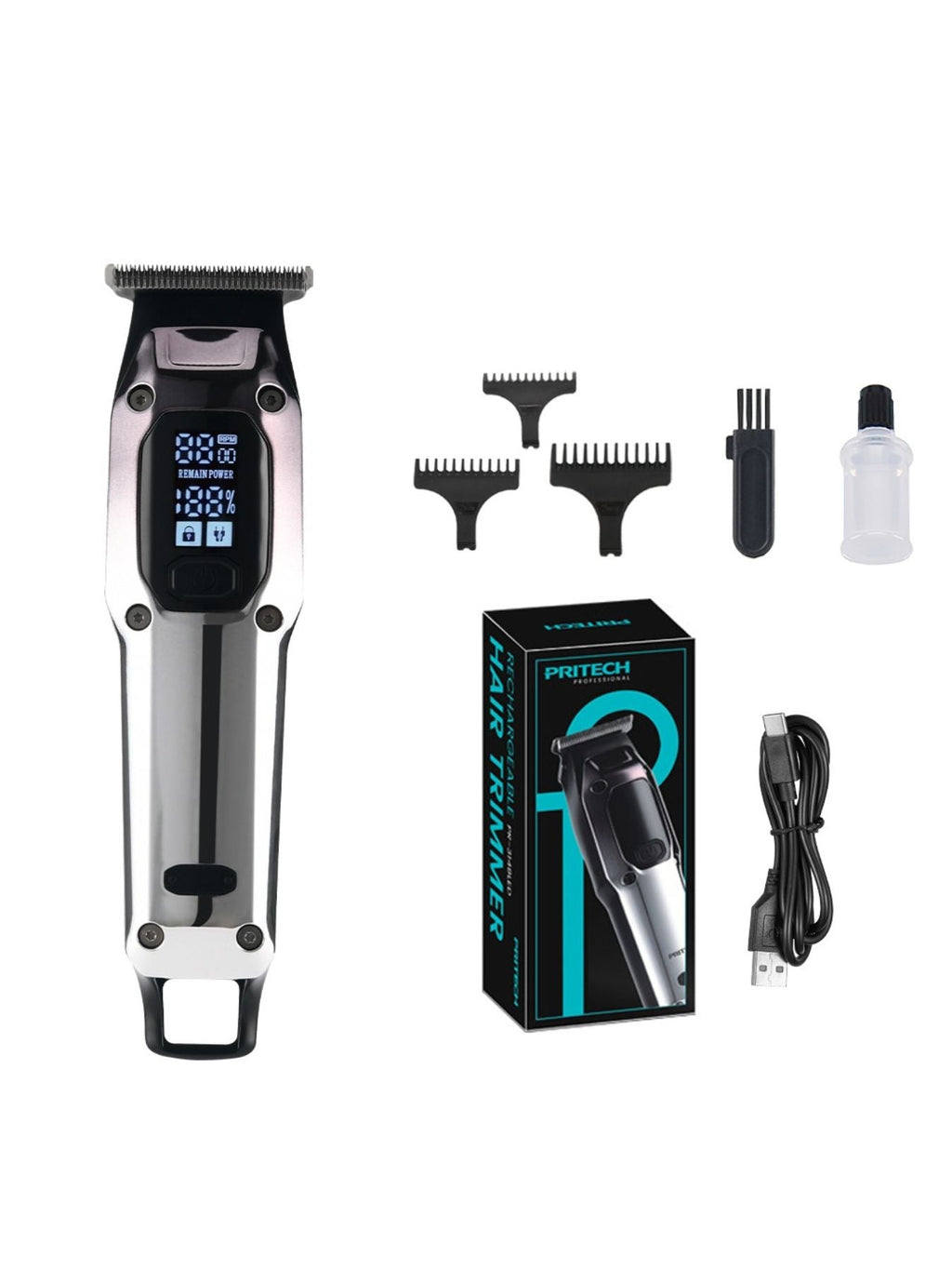 Cordless Hair Clipper with LED Display