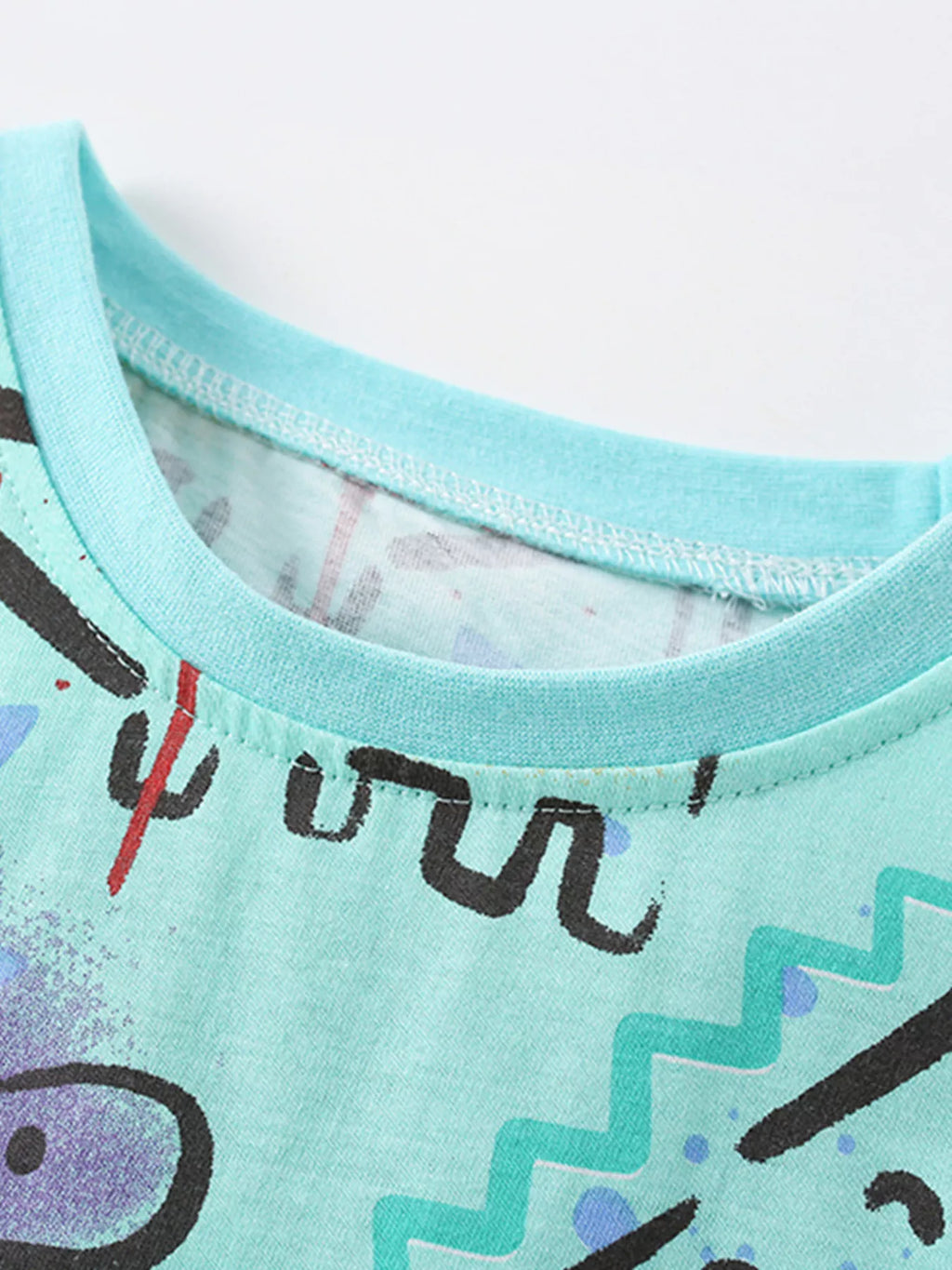 Children's Dinosaur Print Crew Neck Short Sleeve T-Shirt