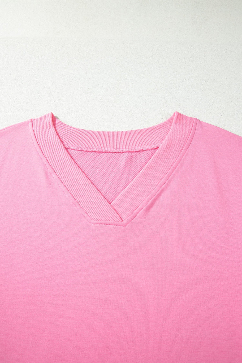 Bonbon Solid V-Neck Tee and Drawstring Plus Size Pants Set