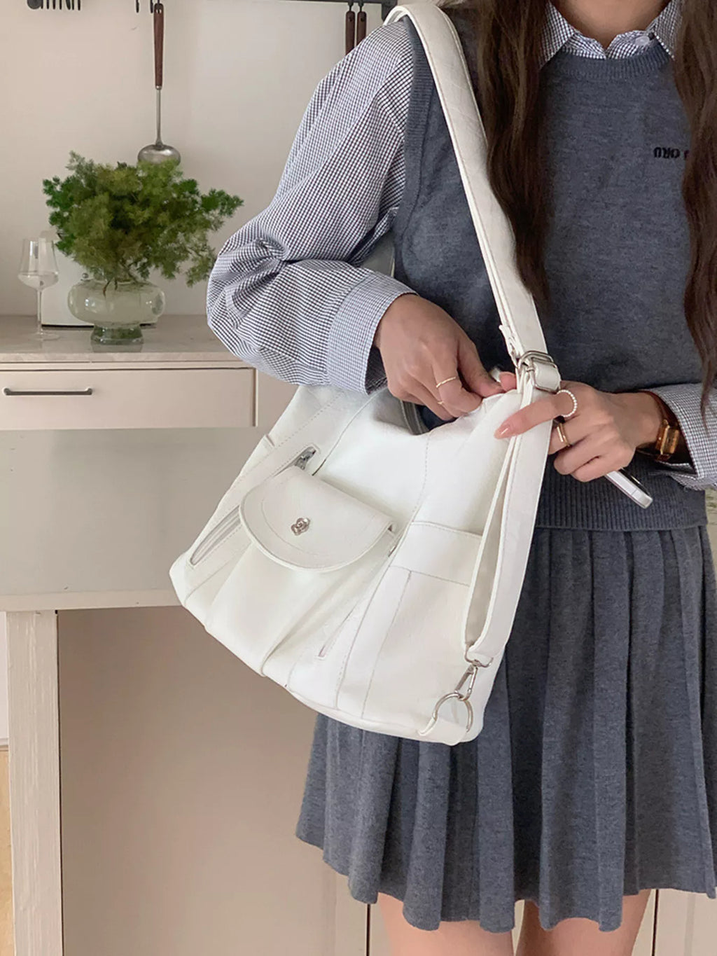Multiple Pockets Adjustable Strap Shoulder Bag
