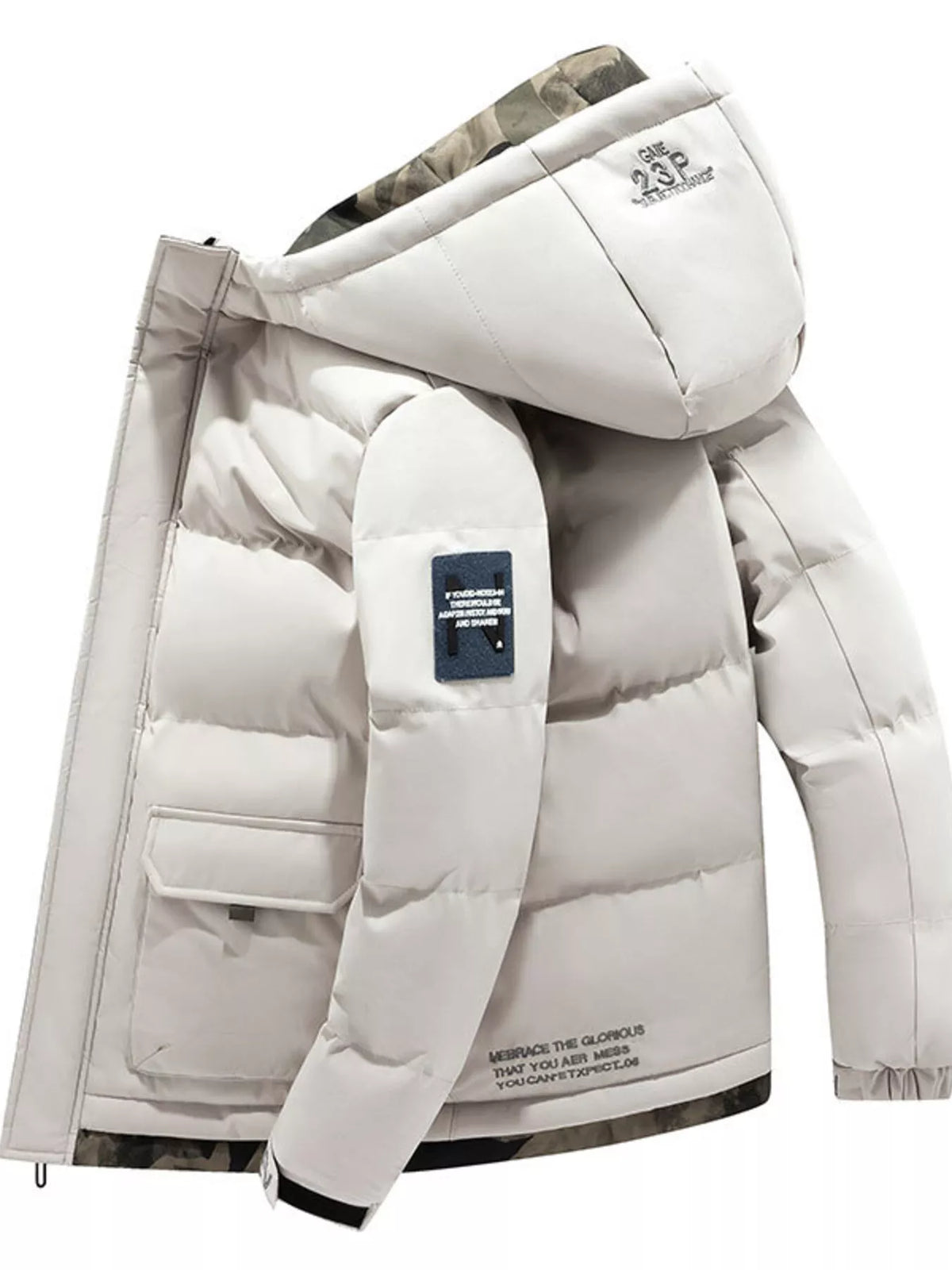 Men's Plus Size Hooded Padded Zip Up Coat