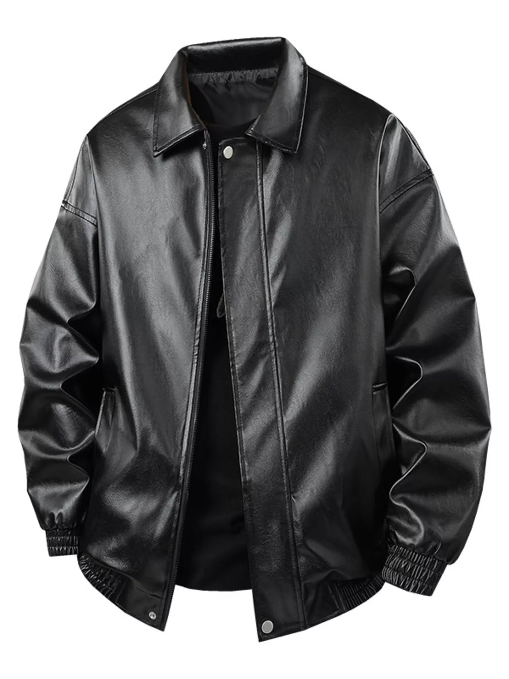 Men's Plus Size Zip Up Leather Jacket