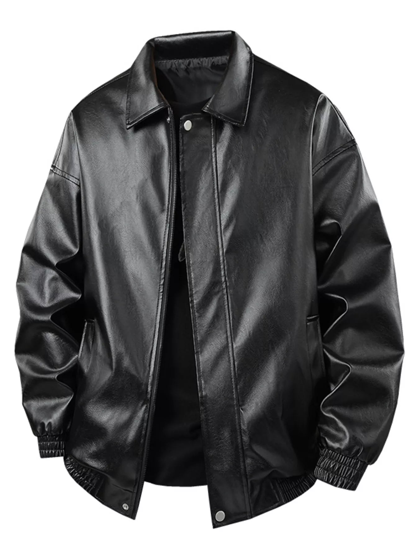 Men's Plus Size Zip Up Leather Jacket
