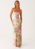 Printed Sleeveless Strap Bodycon Maxi Dress | High Waist
