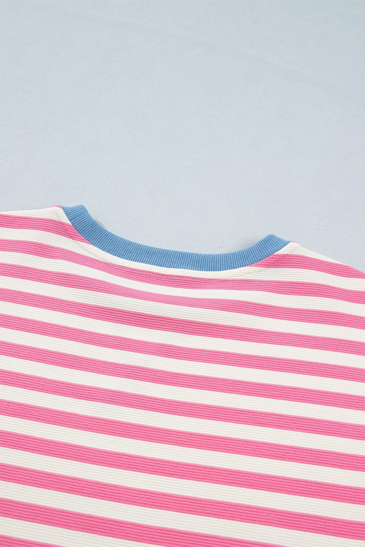 Pink Stripe Contrast Patchwork Short Sleeve T Shirt Shift Dress