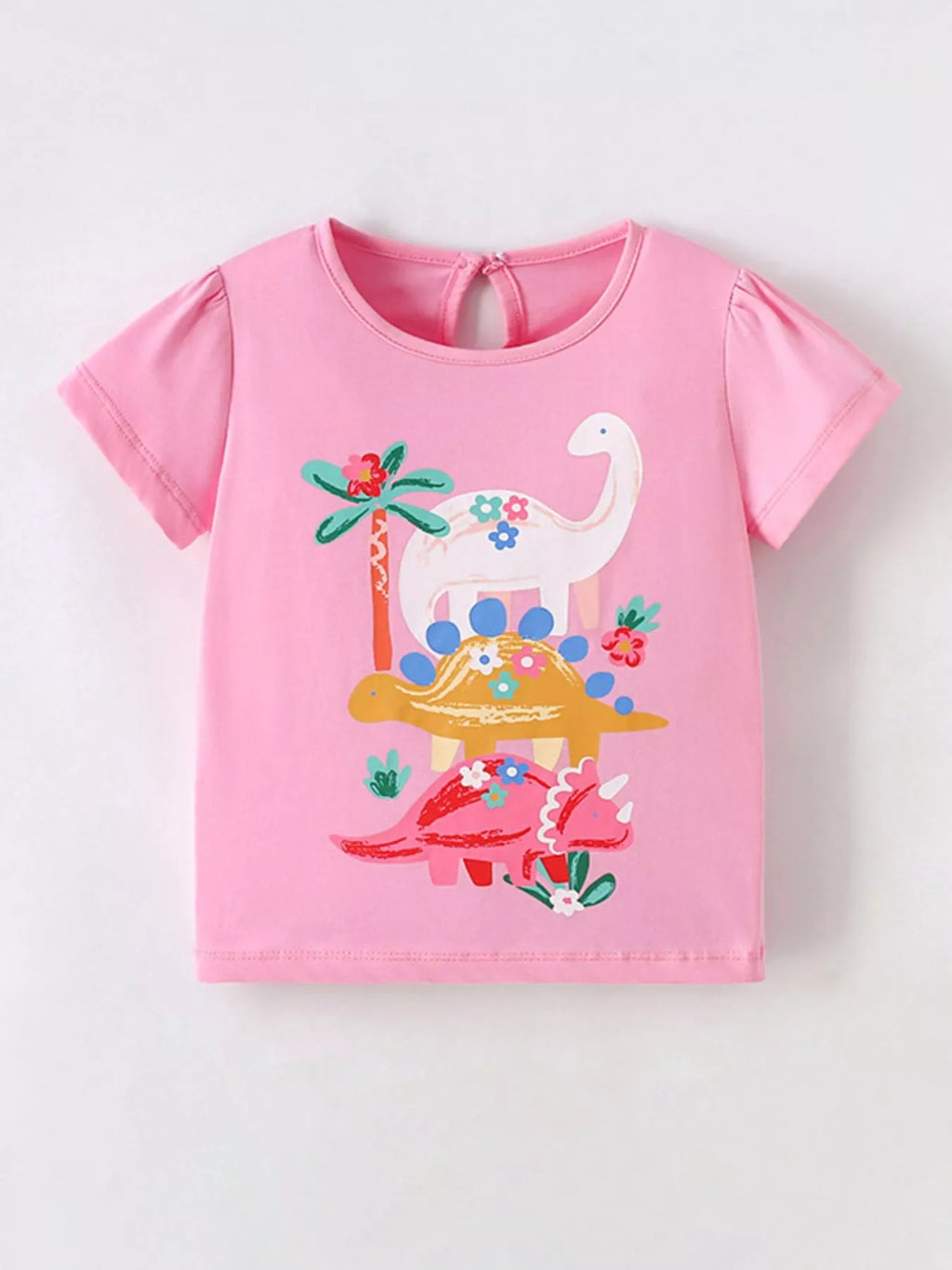 Children's Cute Dinosaur Graphic Short Sleeve T-Shirt