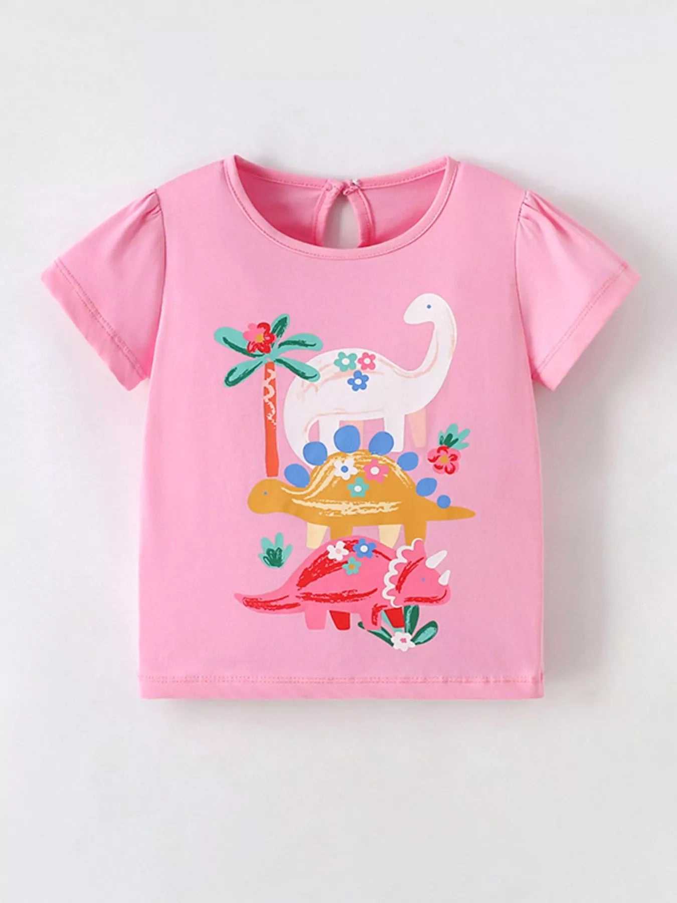 Children's Cute Dinosaur Graphic Short Sleeve T-Shirt