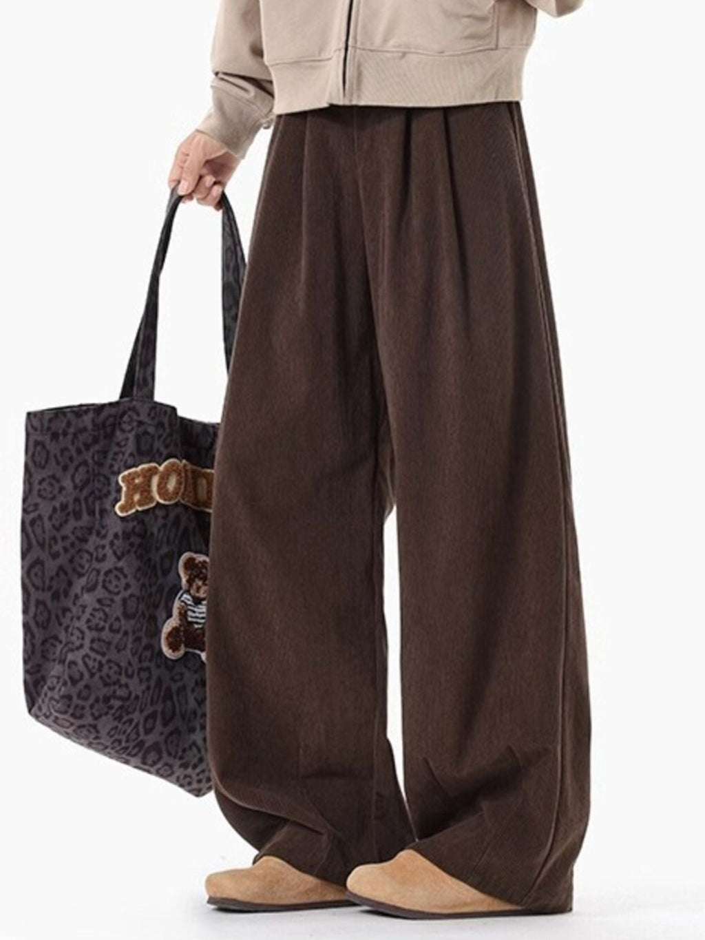 Men's Plus Size Pleated Detail Wide Leg Pants
