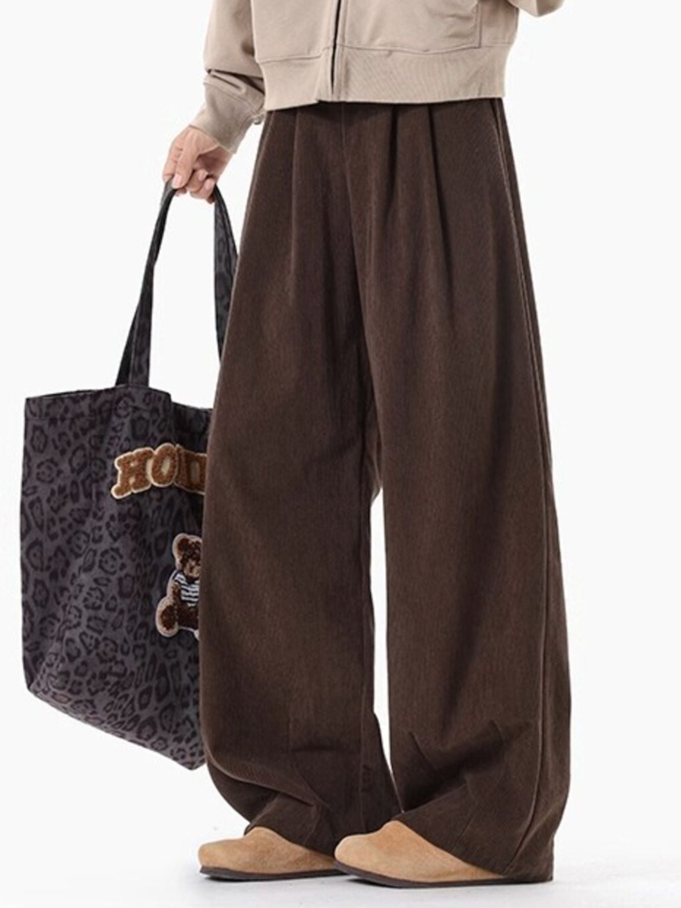Men's Plus Size Pleated Detail Wide Leg Pants