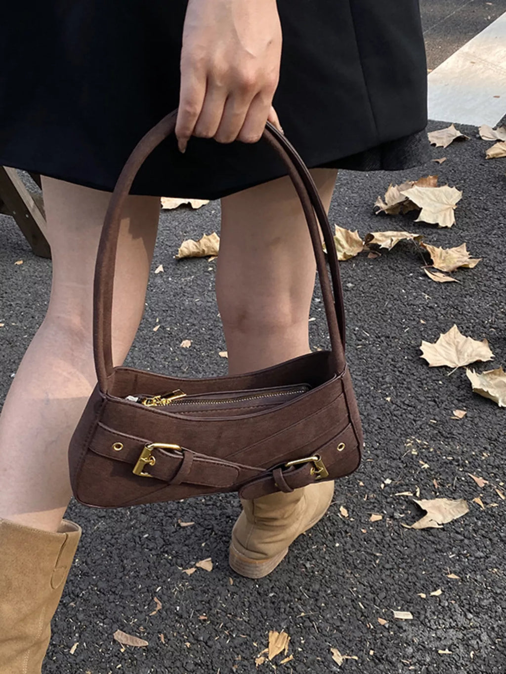 Buckle Decor Shoulder Bag