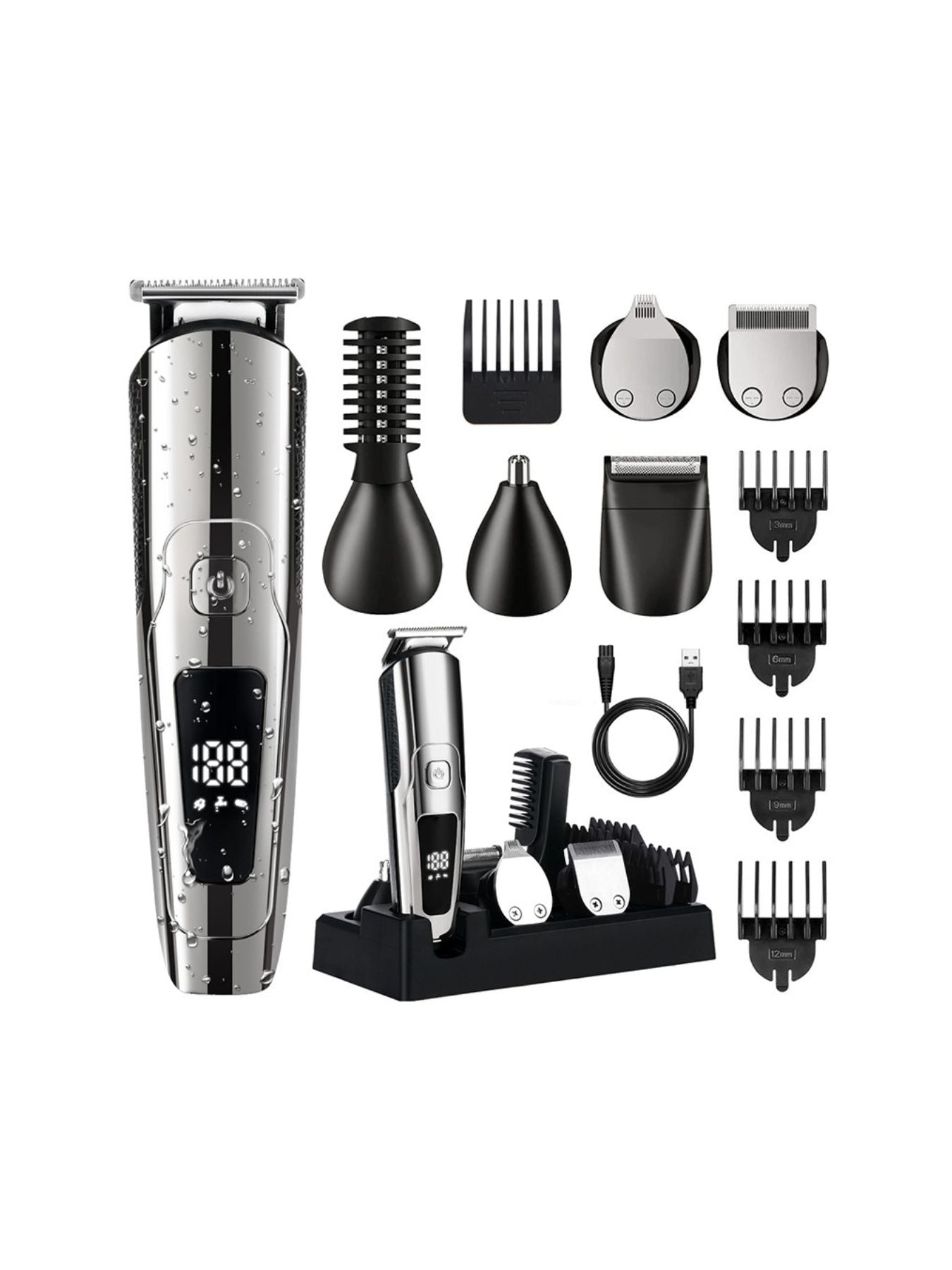 Waterproof Hair Clipper with LED Display