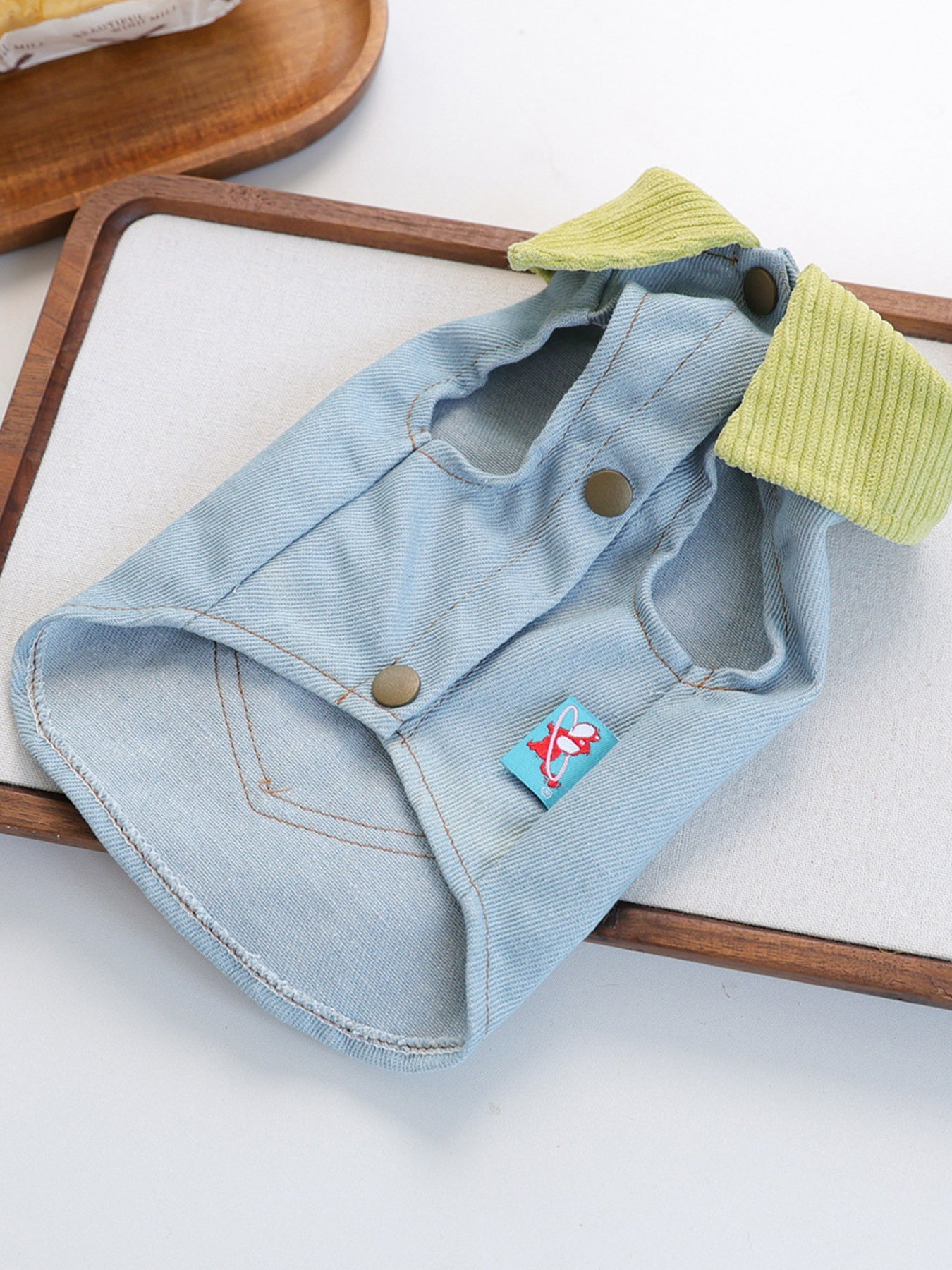 Denim Flower Embroidered Pet Top