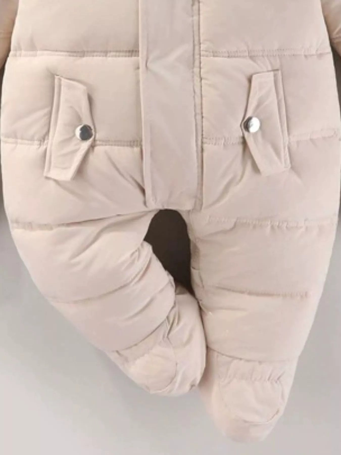 Children's Warm Padded One-Piece Snowsuit with Fur Hood