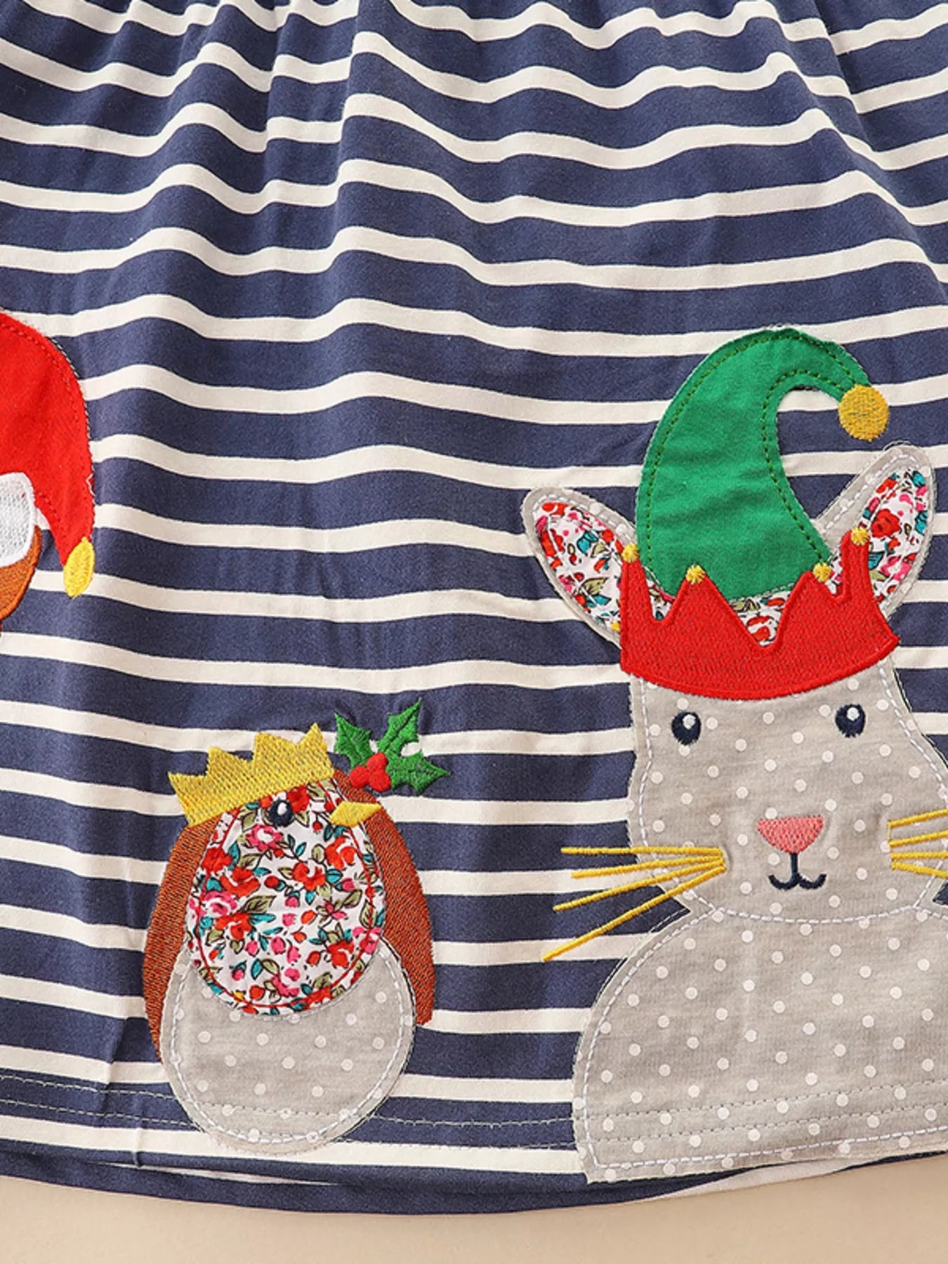 Children's Animal Applique Striped Dress