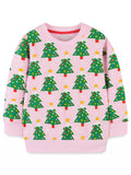 Children's Christmas Tree Print Crewneck Sweatshirt