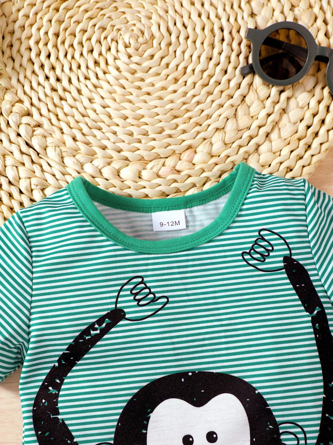 Children's Monkey Striped Top and Shorts Set