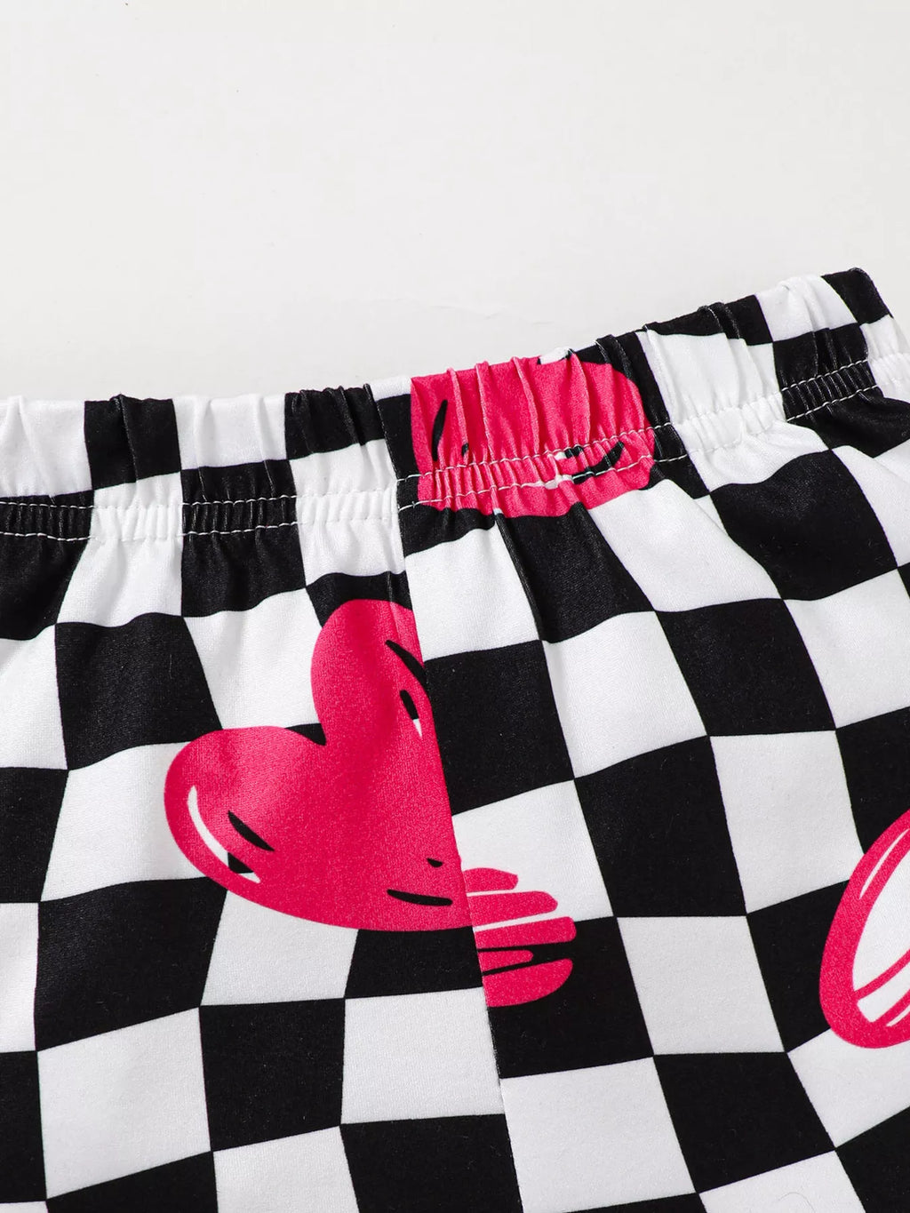 Children's Ruffled Short Sleeve Tee and Checkerboard Shorts Set