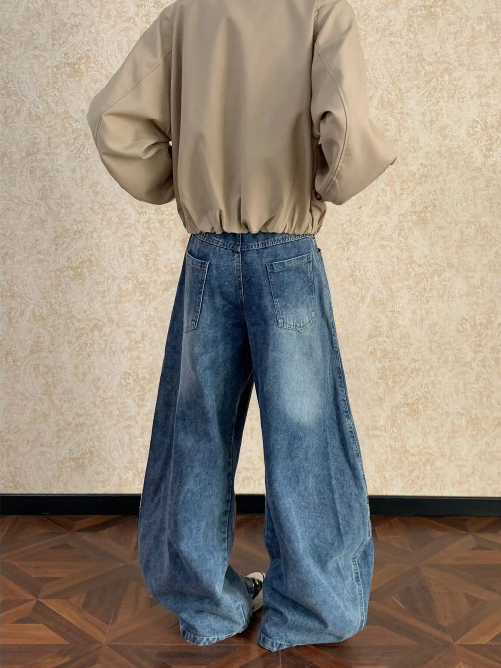 Men's Full Size Washed Wide Leg Jeans Plus Size