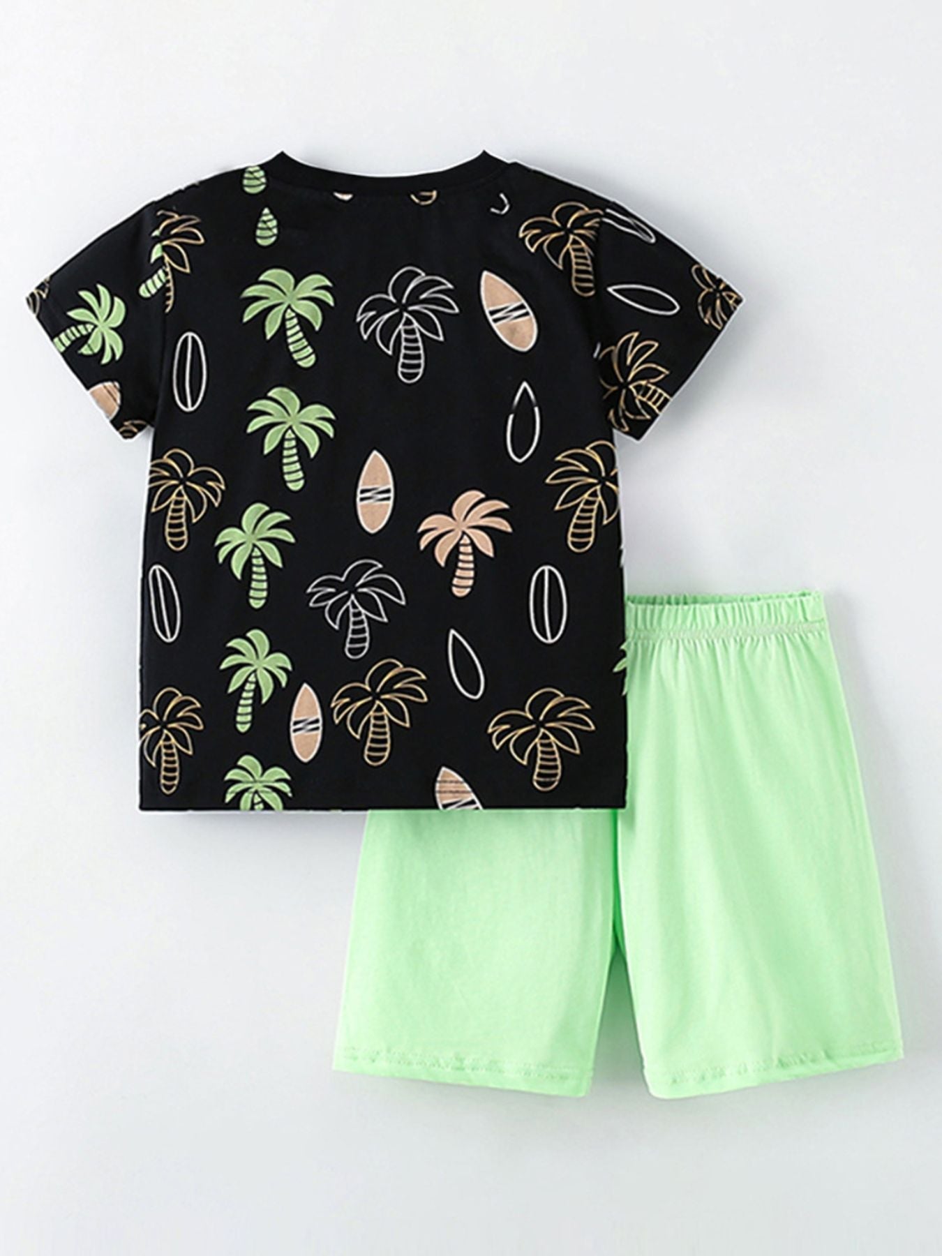 Children's Tropical Print Casual Tee and Shorts Set