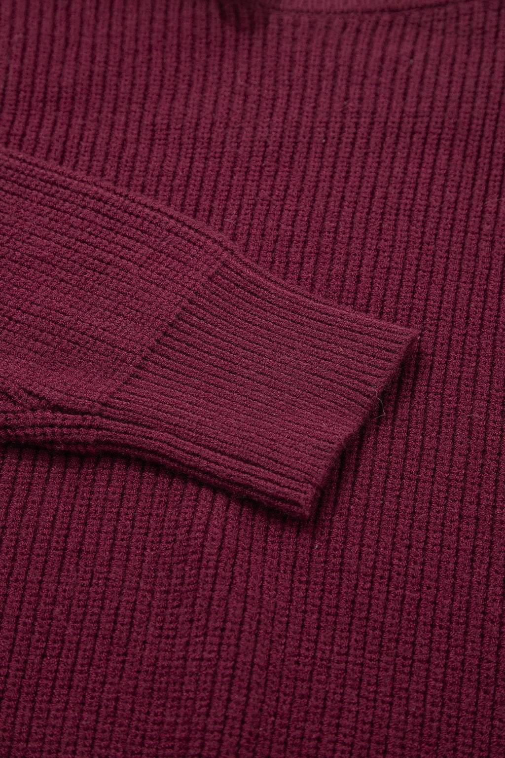 Burgundy Lace Bowknot Asymmetric Neck Sweater