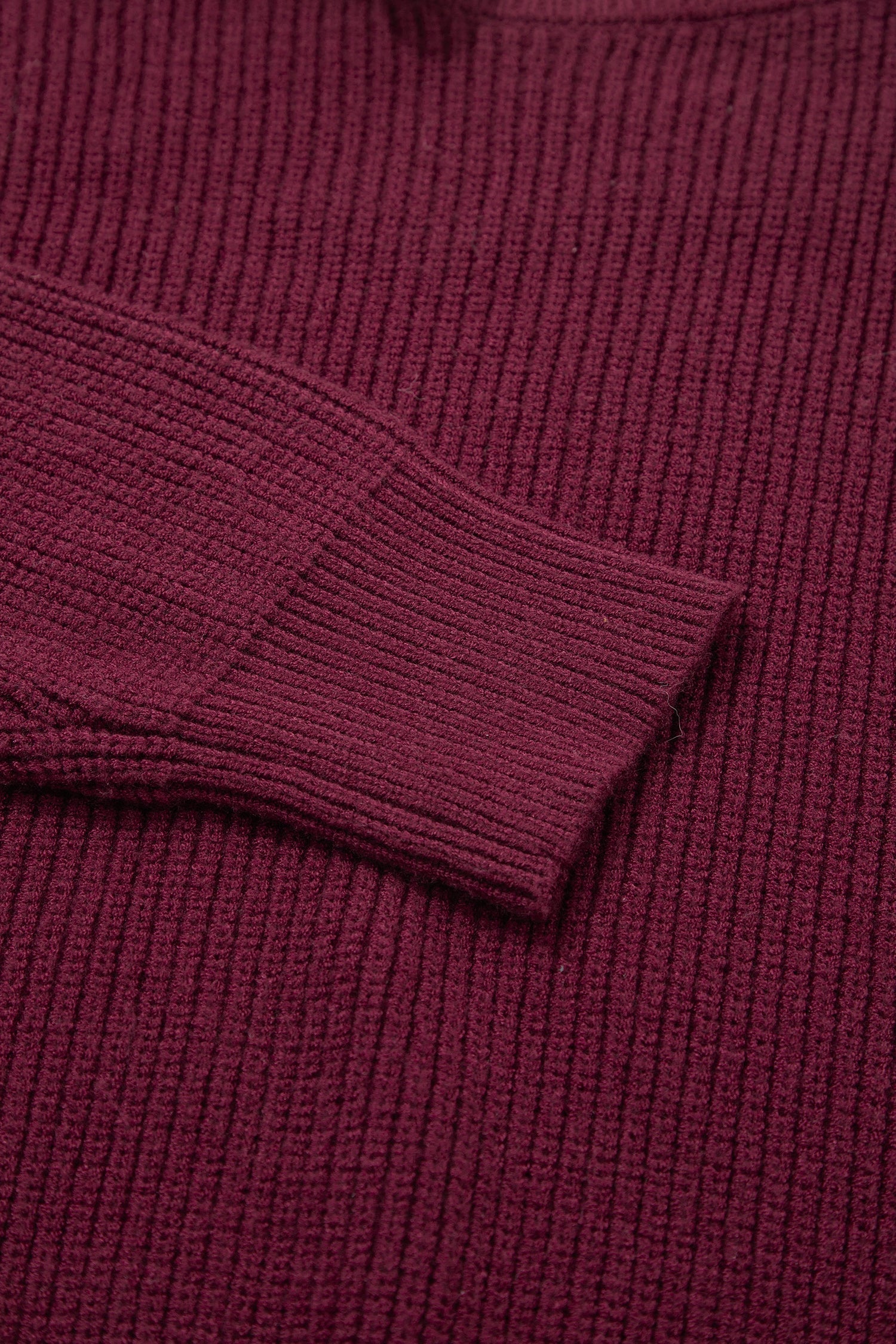 Burgundy Lace Bowknot Asymmetric Neck Sweater