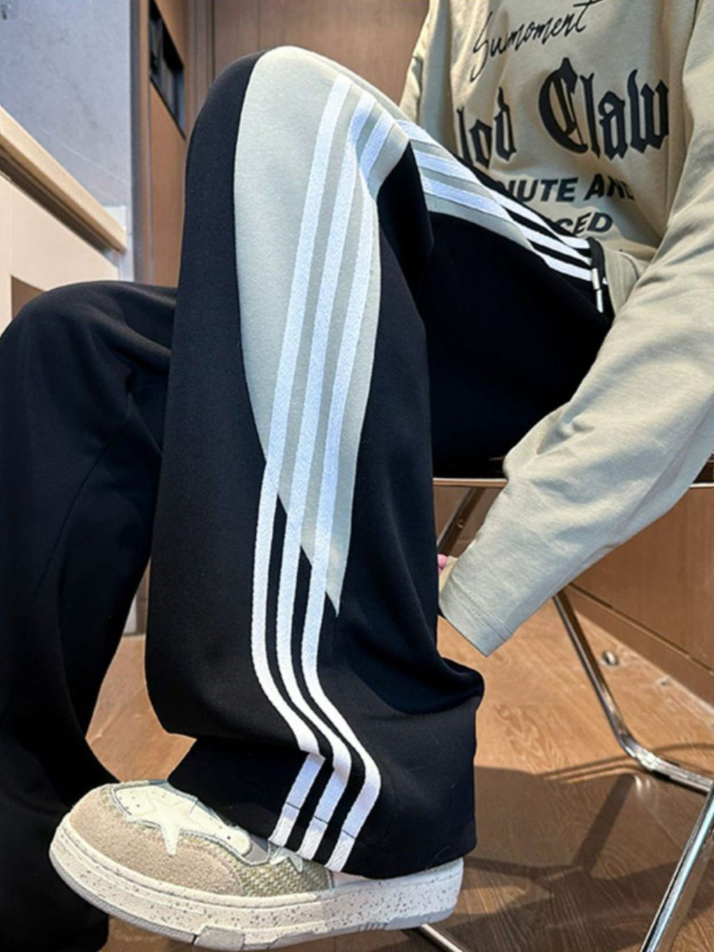 Men's Plus Size Striped Wide Leg Casual Pants