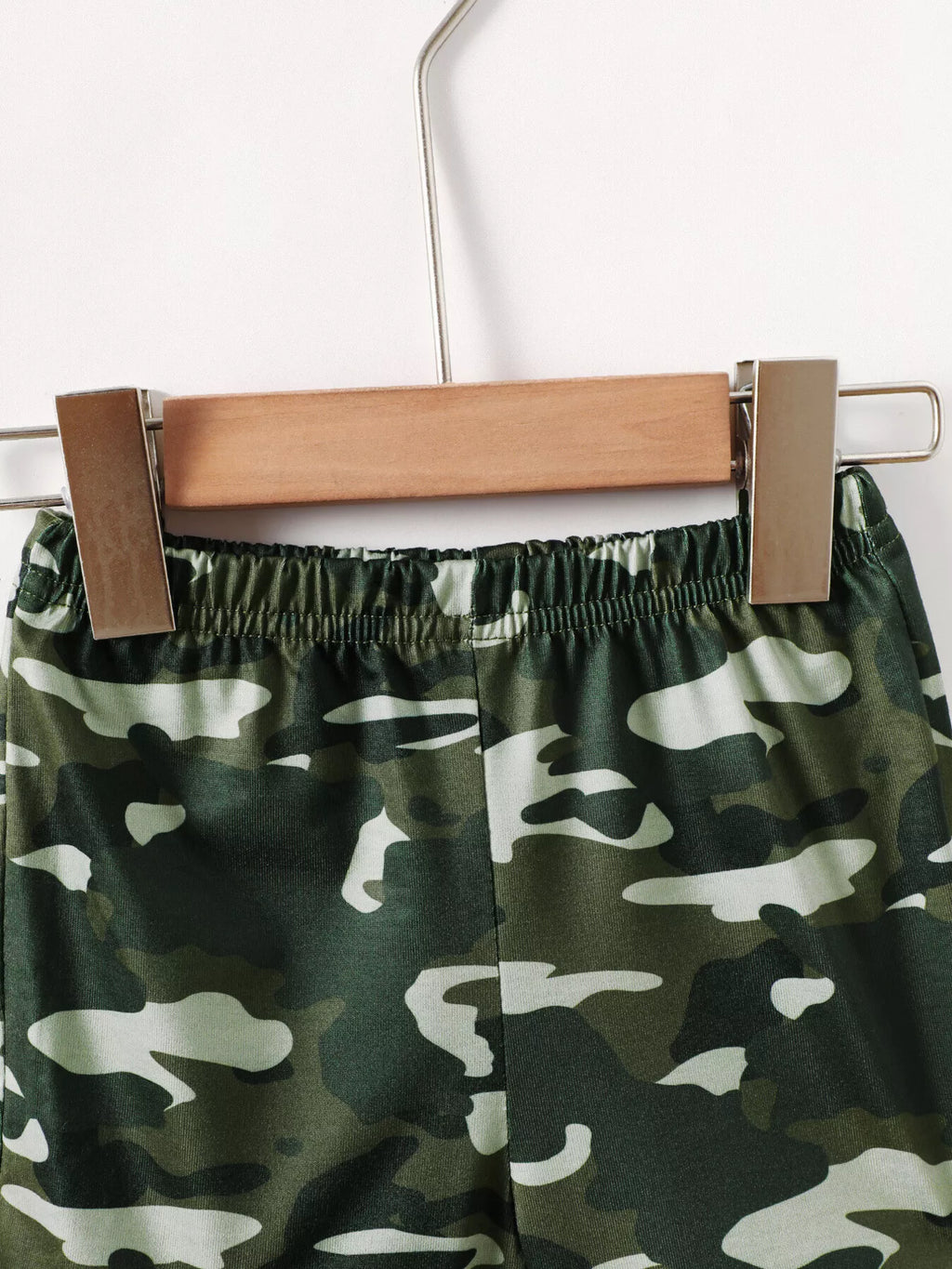 Children's Dinosaur Round Neck Tee and Camo Shorts Set