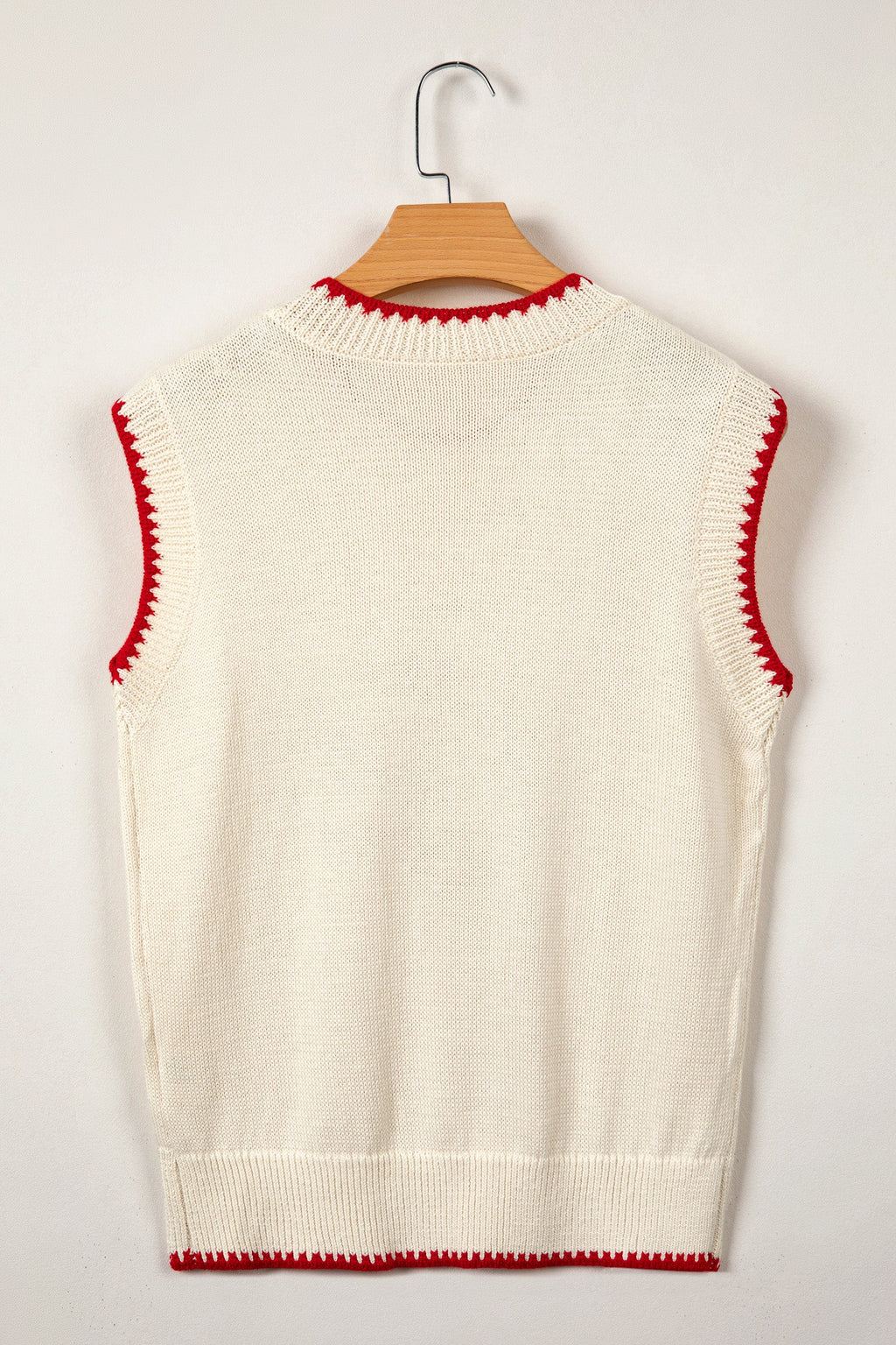 Beige Plaid Crawfish Crew Neck Knit Sweater Vest