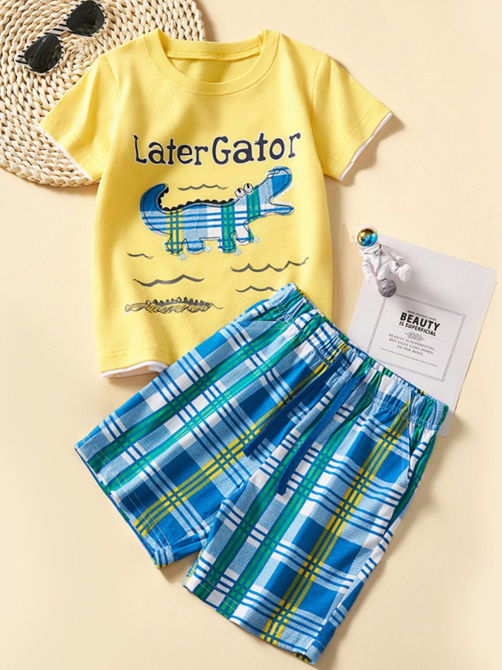 Children's Later Gator Graphic Tee & Plaid Shorts Set