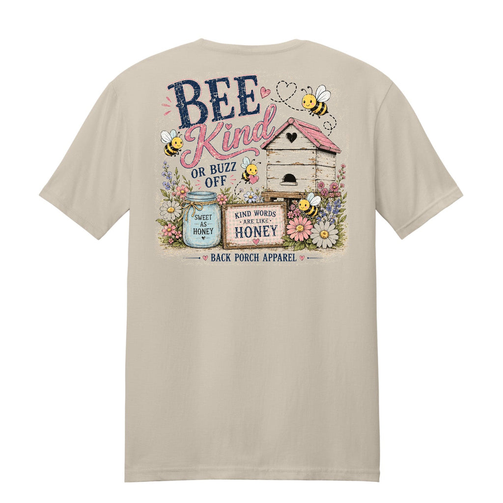 Bee Kind or Buzz Off T-Shirt | Women's Super Soft Ring Spun Cotton Bee Graphic Tee