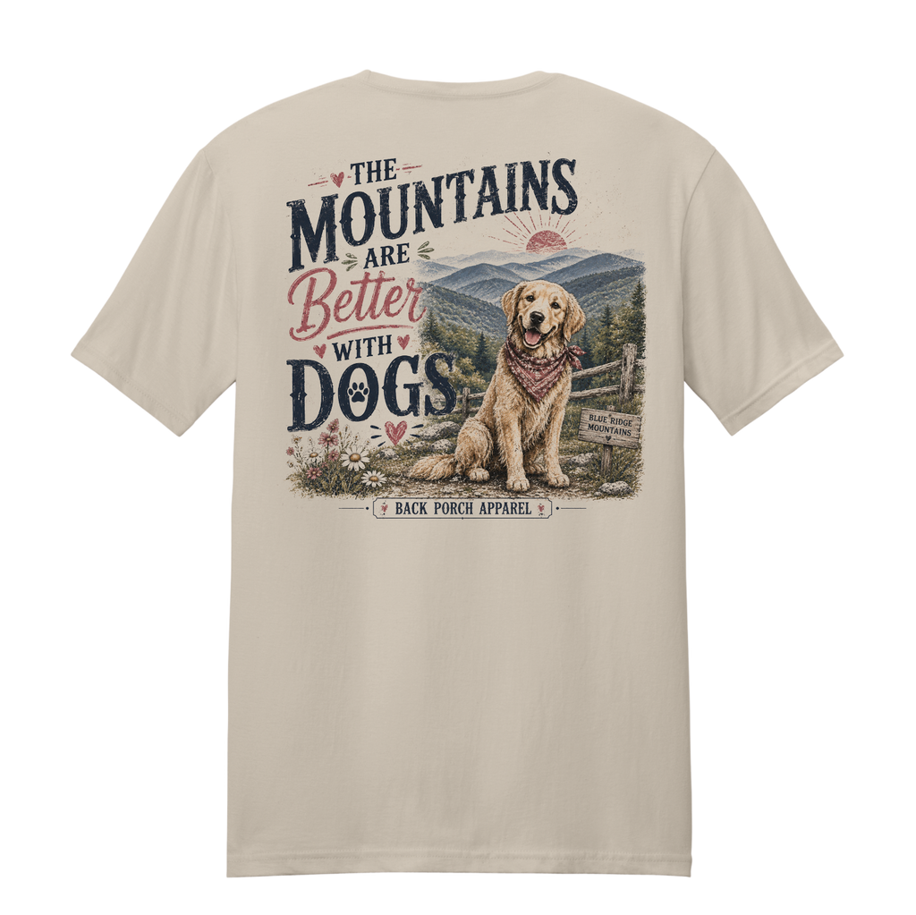 The Mountains Are Better With Dogs T-Shirt | Golden Retriever Dog Lover Shirt | Unisex Graphic Tee