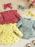 Children's Heart Print Dress & Headband Set