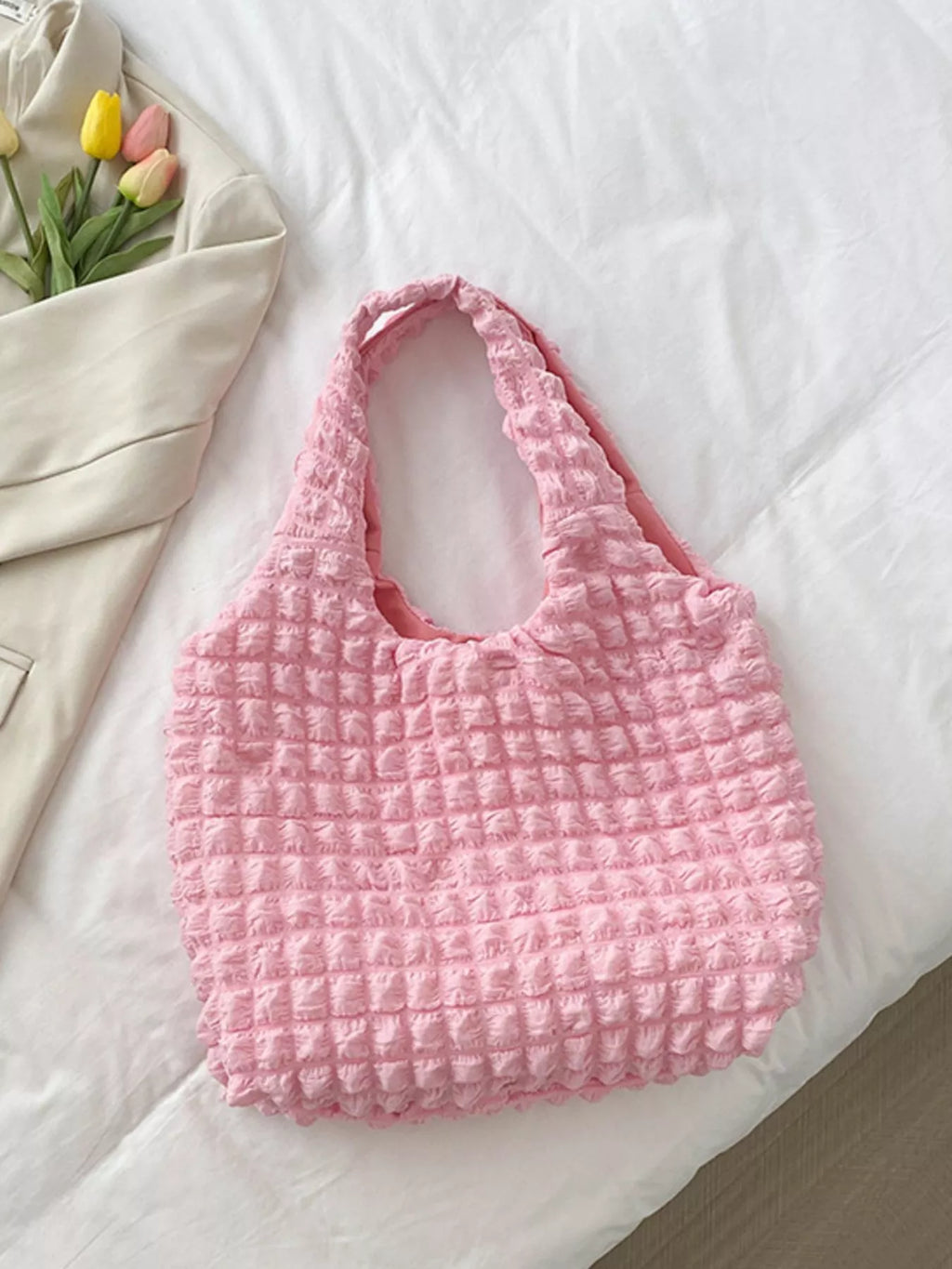 Textured Ruched Shoulder Bag