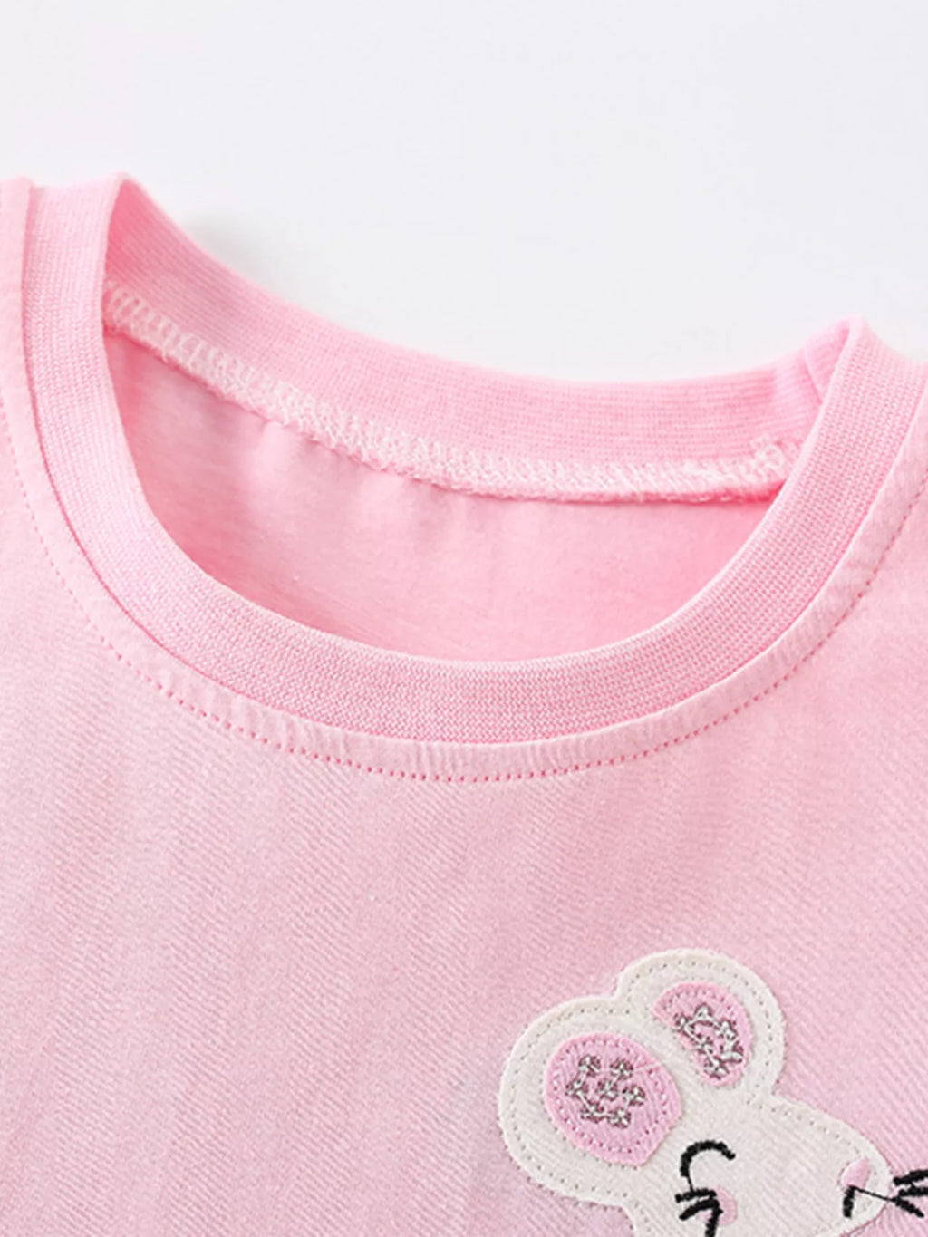 Children's Mouse Applique Ruffle Sleeve T-Shirt