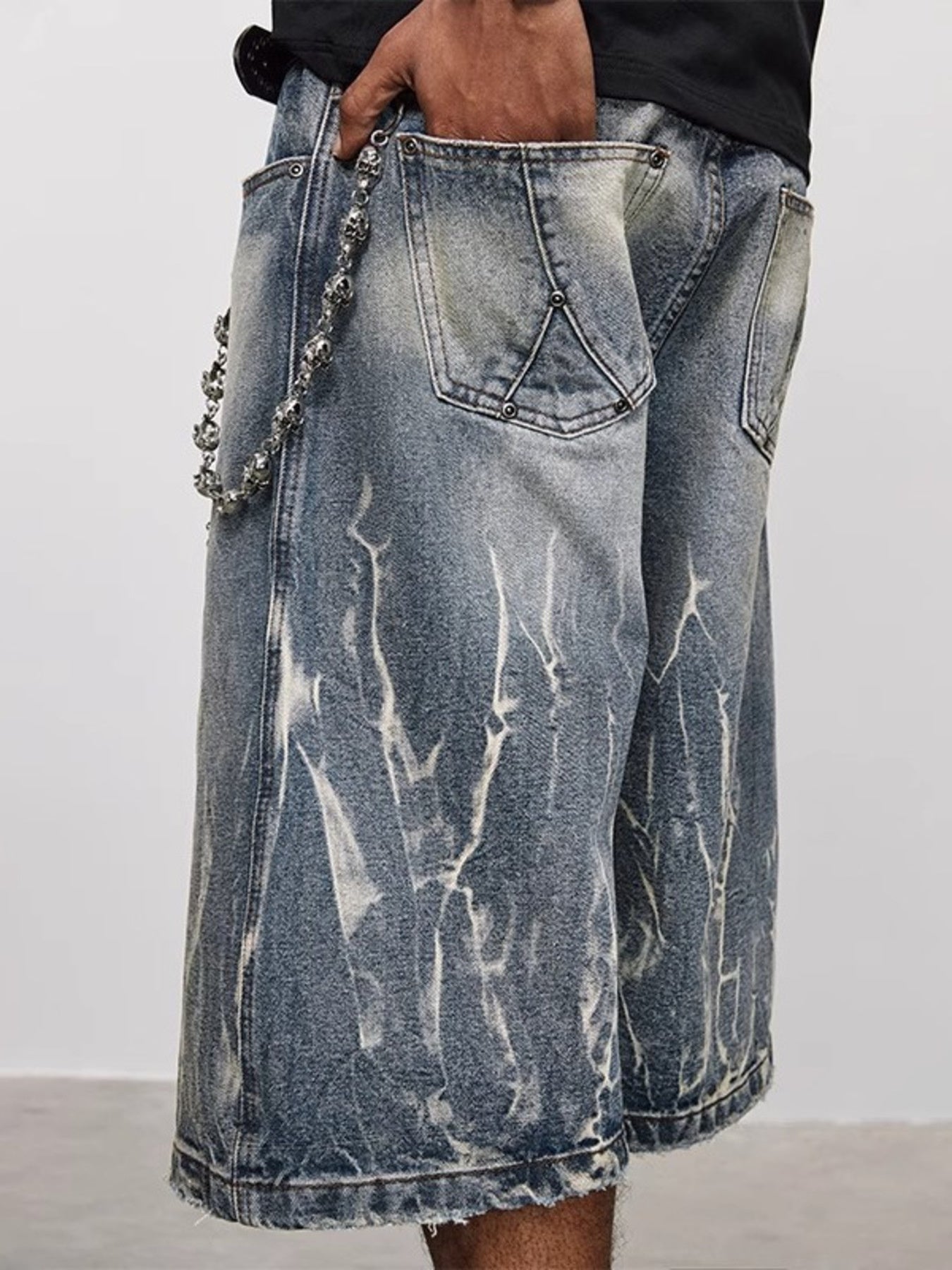 Men's Full Size Washed Loose Fit Denim Shorts Plus Size