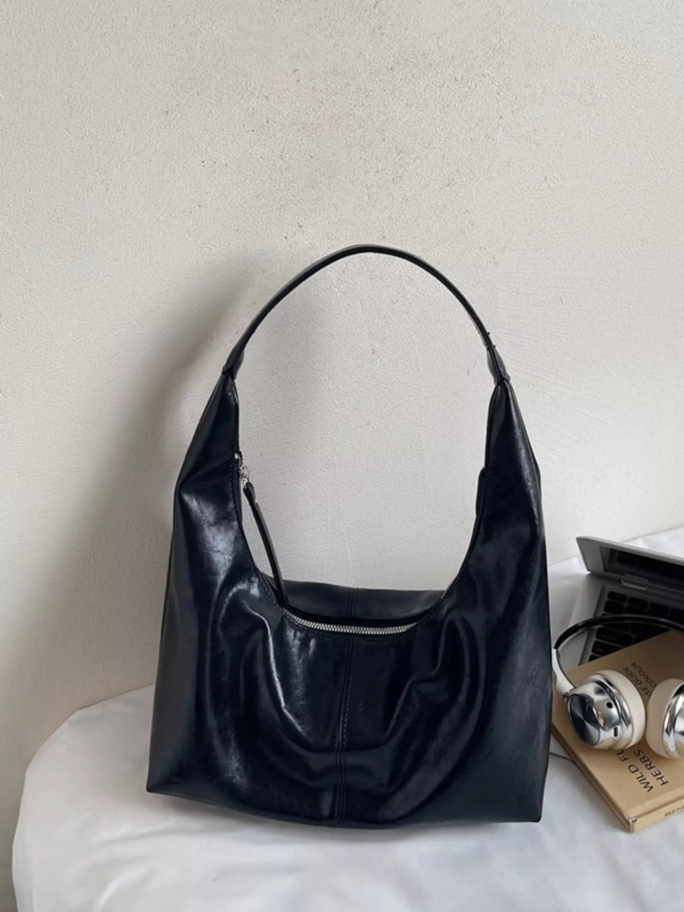 PU Leather Hobo Shoulder Bag