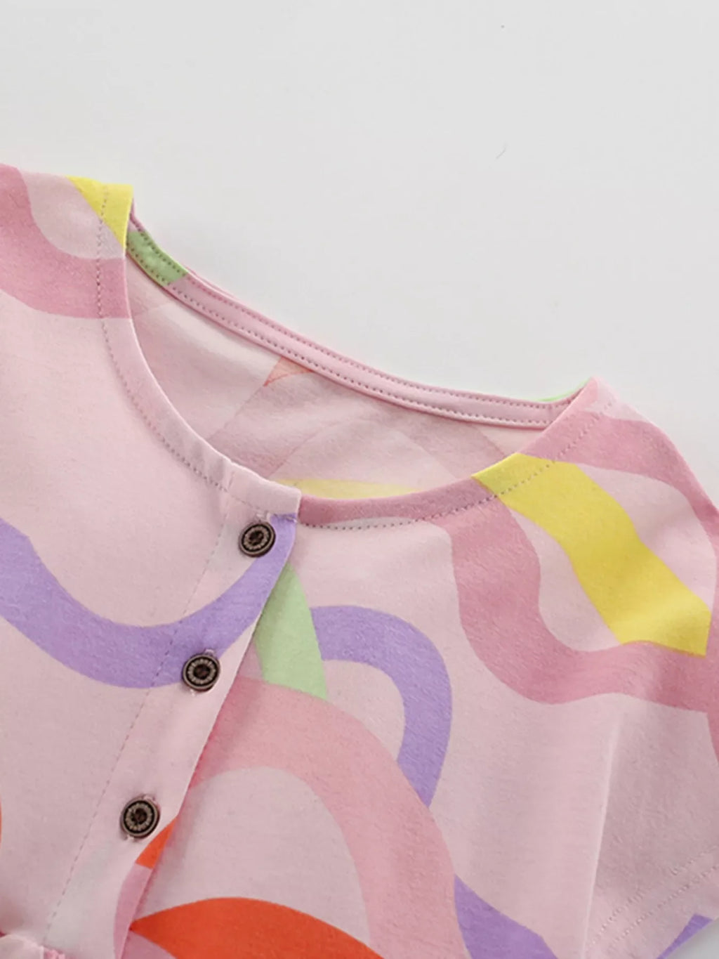 Children's Colorful Wave Print Casual Dress