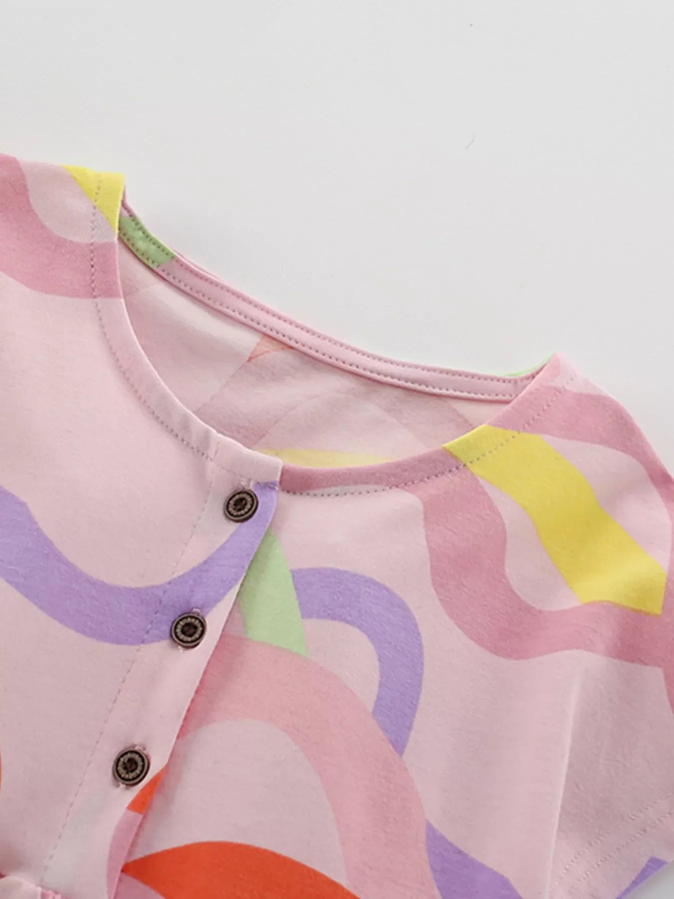 Children's Colorful Wave Print Casual Dress