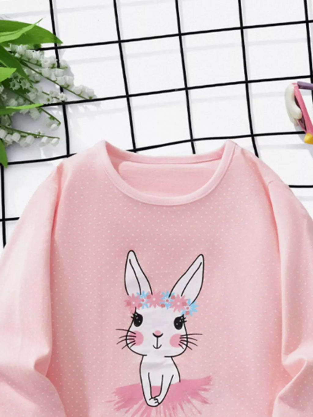 Children's Bunny Ballerina Graphic Long Sleeve T-Shirt