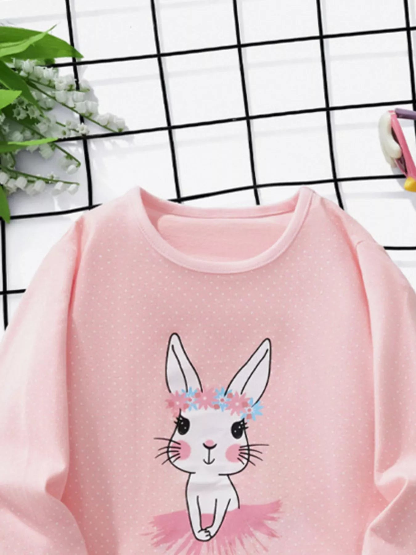 Children's Bunny Ballerina Graphic Long Sleeve T-Shirt
