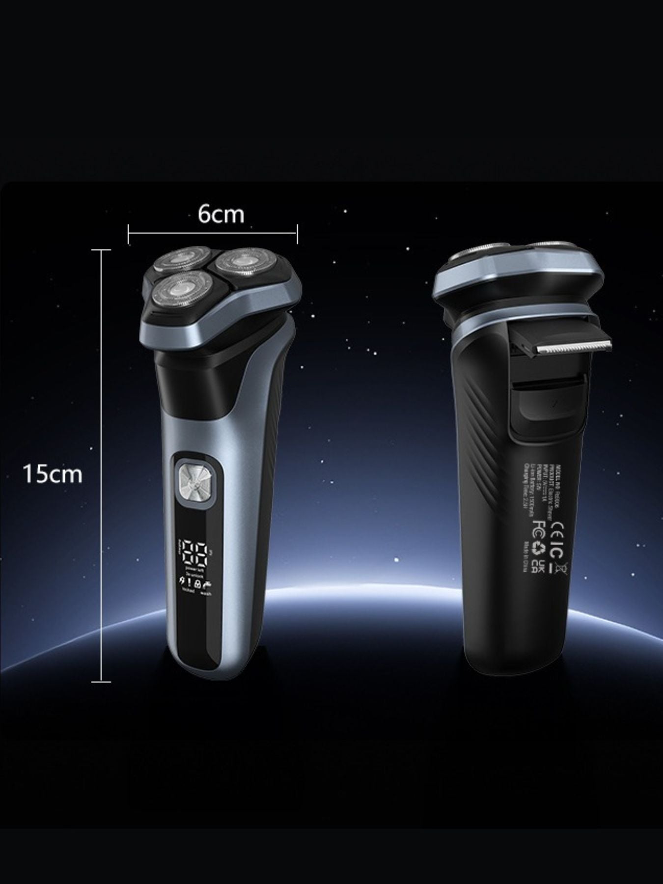 Rechargeable Rotary Electric Shaver with LED Display